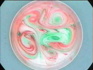Image of dye in rotating tank of water.