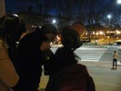 Photo of students observing the night sky with a Celestron reflector telescope.