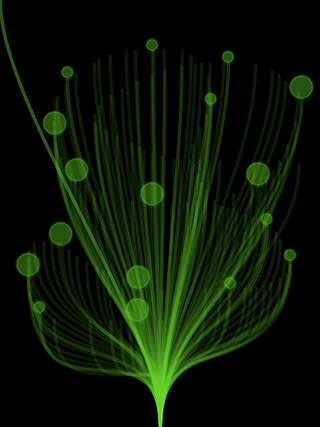 A digital illustration of a green Bezier tree used as a method of data visualization.