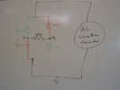A schematic of a bridge rectifier circuit.