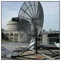 A 2.5-meter computer-controlled alt-azimuth parabolic dish antenna.