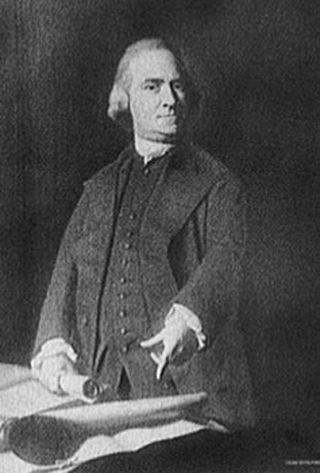 A black and white portrait of Samuel Adams.