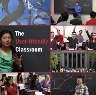 A composite of various images showing students and teacher's assistants in class.