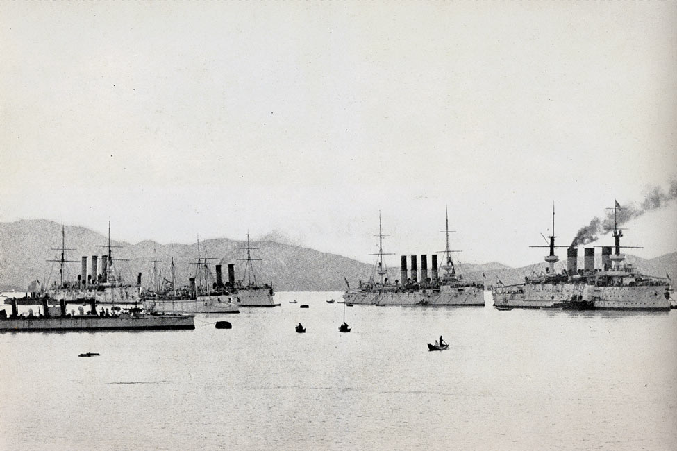 Russian Warships in the Harbor at Port Arthur Just Before the Outbreak of War page 136, A Photographic Record of the Russo-Japanese War, Edited by James H. Hare 1905, PF Collier & Son, New York
