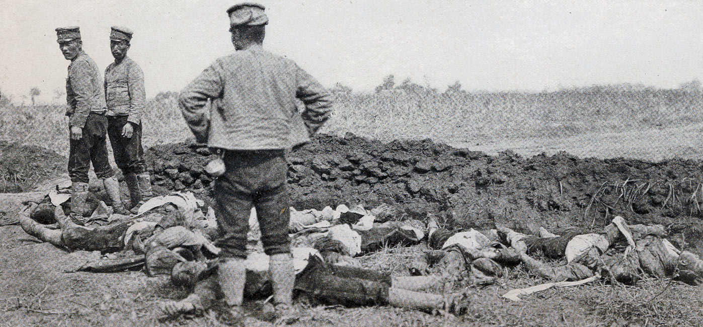 Burying Japanese and Russian Dead Together Outside Liao-Yang  page 180, A Photographic Record of the Russo-Japanese War, Edited by James H. Hare 1905, PF Collier & Son, New York