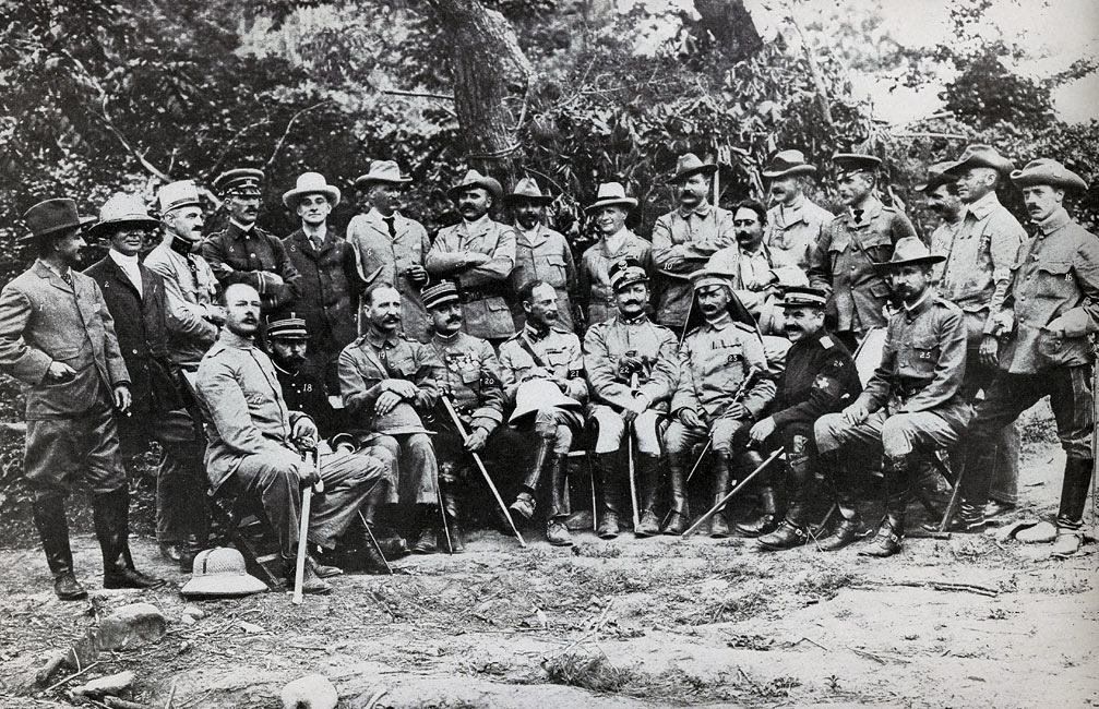 Attaches and Correspondents with General Kuroki’s First Army Corps at Feng-Wang-Cheng page 200, A Photographic Record of the Russo-Japanese War, Edited by James H. Hare 1905, PF Collier & Son, New York