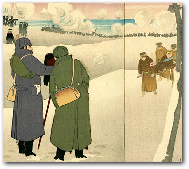 Illustration of Photographing Our Troops Fighting in the Fortress Town Niuzhuang by Kobayashi Kiyochika, April 1895 [2000_473] Sharf Collection, Museum of Fine Arts, Boston