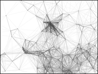 A network of black lines interconnected across a white background with some dense portions and others sparse.
