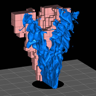 Image of a computer model of a methane flame.