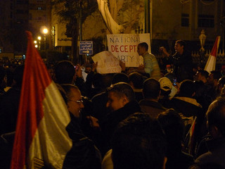A photo of a group of protesters in Cairo, Egypt, in 2011.