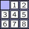 The eight puzzle in its goal state.