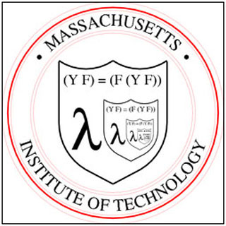 Logo of MIT/GNU Scheme, the programming language used in this course, showing successively smaller versions of a shield containing a smaller shield, etc.