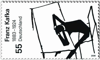 Deutsche Post AG 55 Eurocent stamp commemorating Franz Kafka.