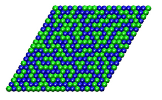 Blue and green balls form a trapezoid.