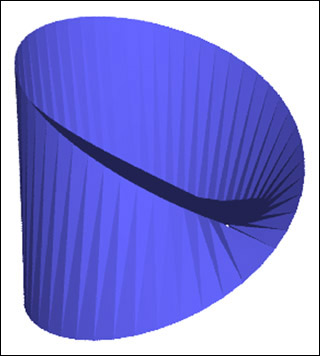 Computer generated image of a Möbius strip which has only one side and only one edge