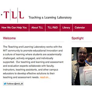 A screenshot of the MIT Teaching and Learning Laboratory website.