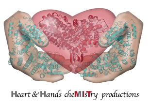 A drawing of two hands holding a red heart.  Turquoise spirals cover the hands, and red spirals cover the heart.