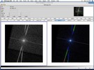 A computer screenshot of the true color of 4u1822. The left image is in black and white, and the right is blue and green.